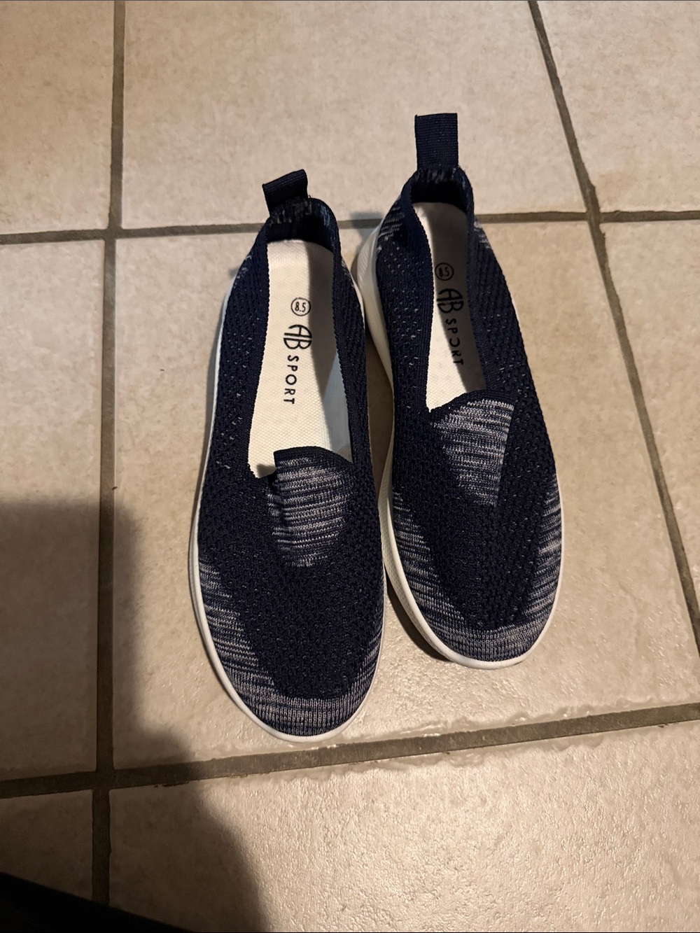 Women's Navy Slip-On Knit Athletic Shoes